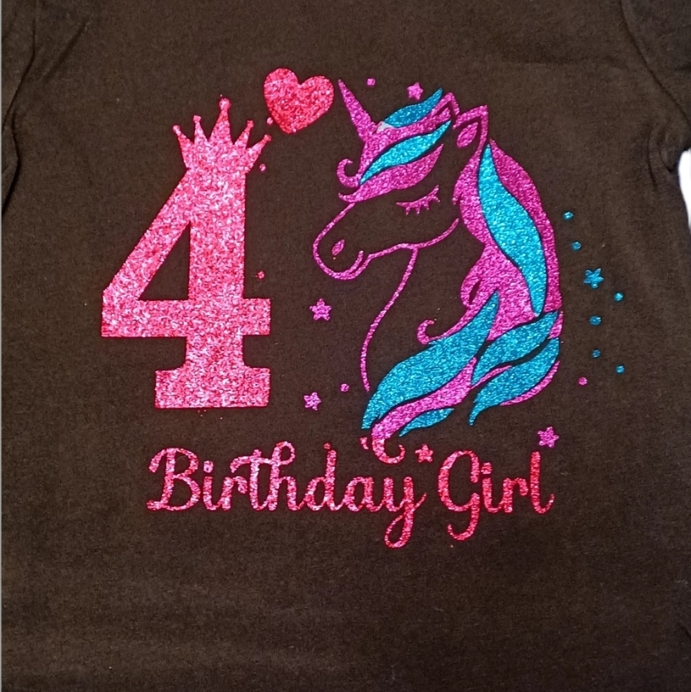 Birthday Girl Shirt on Black or White Tee with Any Number Available